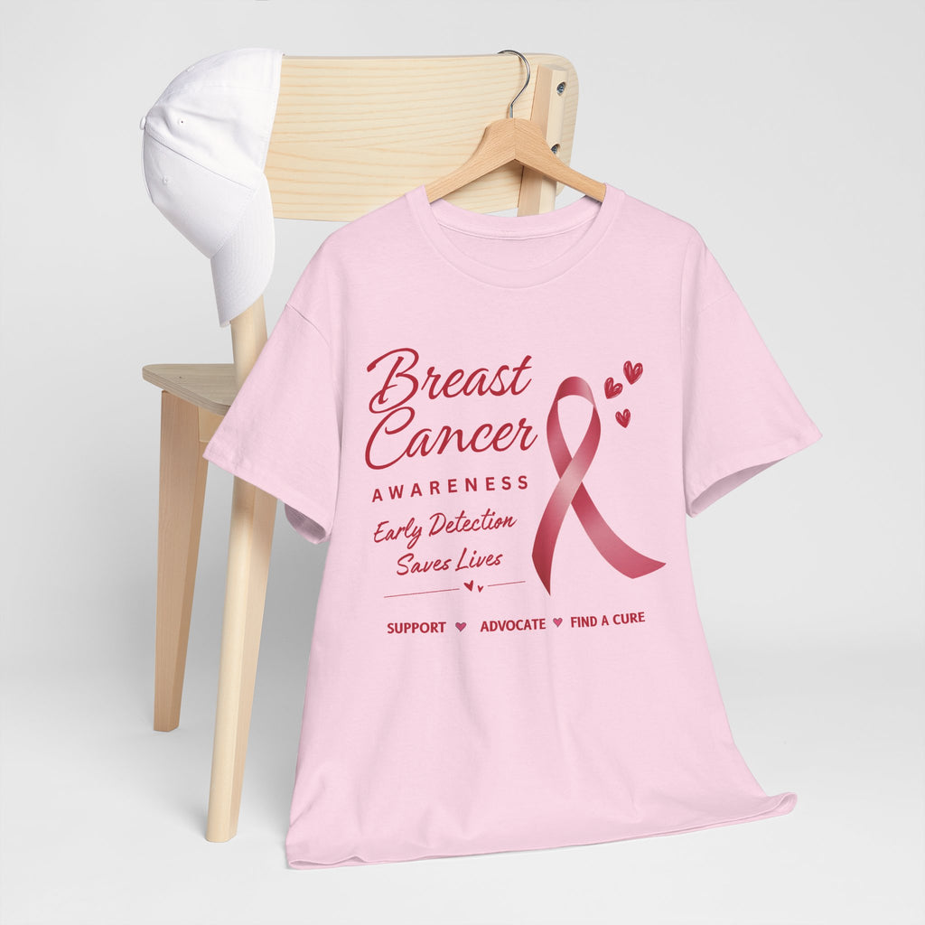 Breast Cancer Awareness Pink Ribbon Tee — "Early Detection Saves Lives"