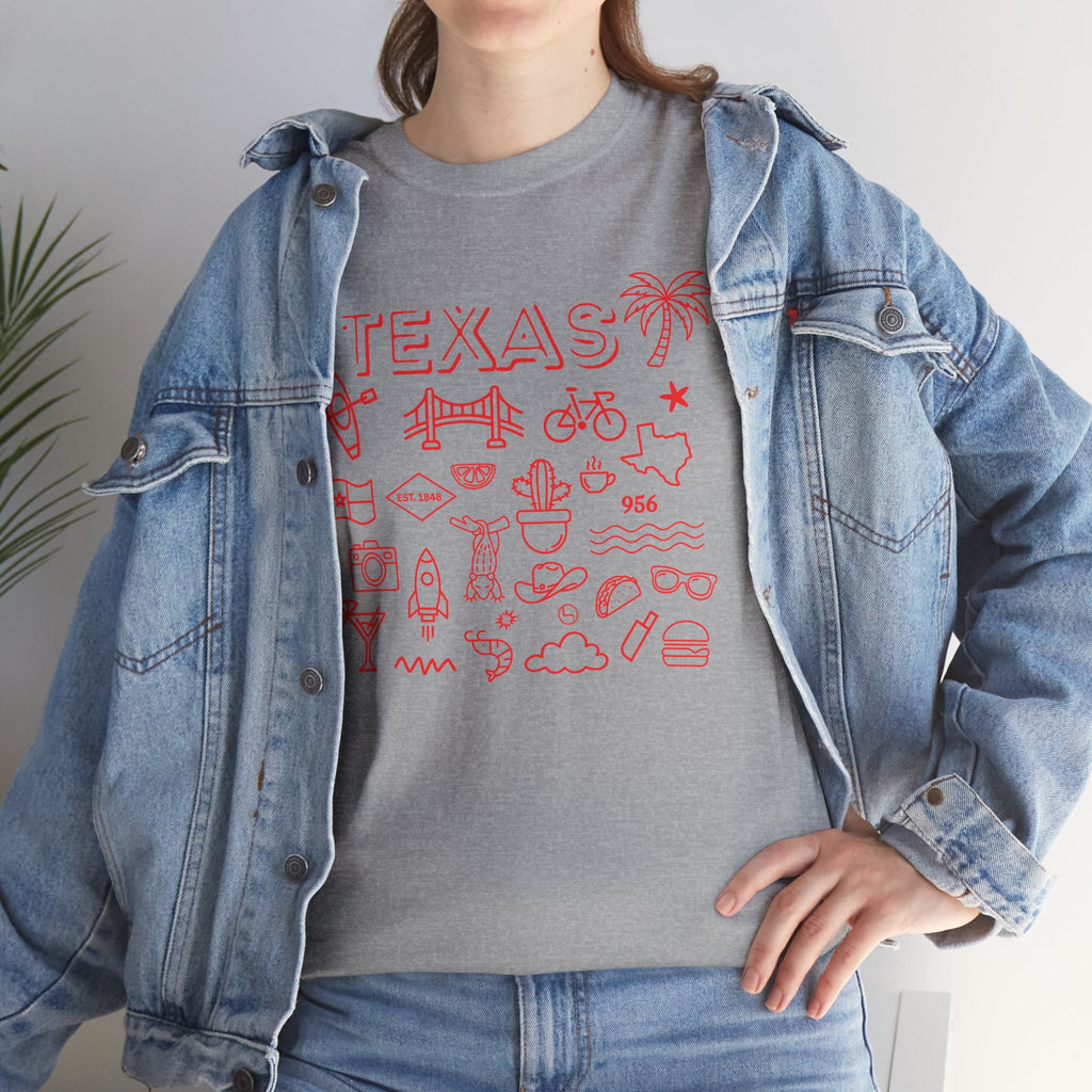 Texas Vintage Graphic T-Shirt – Retro Lone Star State Icons, Summer Travel & Adventure Tee