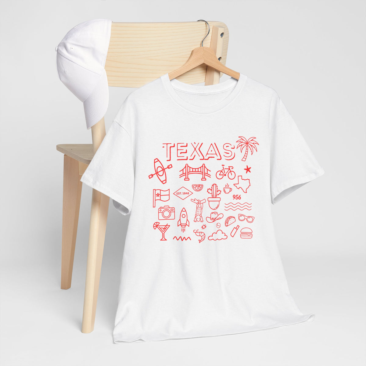 Texas Vintage Graphic T-Shirt – Retro Lone Star State Icons, Summer Travel & Adventure Tee