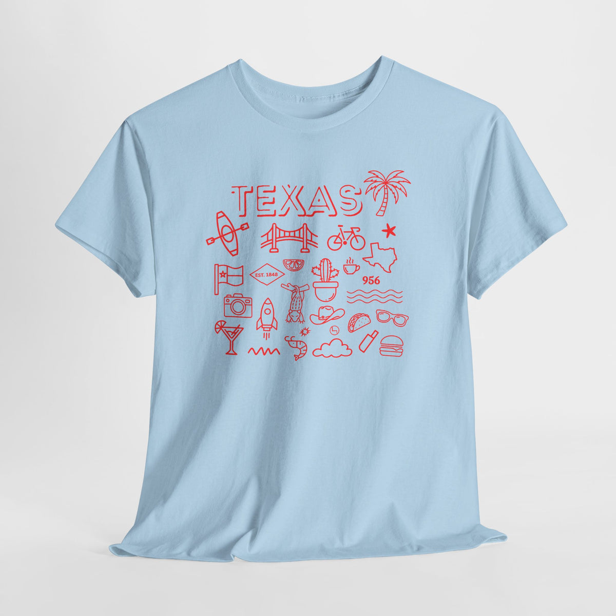Texas Vintage Graphic T-Shirt – Retro Lone Star State Icons, Summer Travel & Adventure Tee