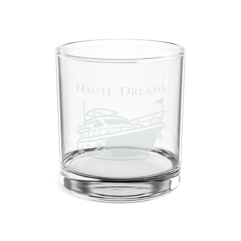 Engraved 10.5oz Whiskey Glass — "Nauti Dreams" Rocks Glass, Nautical Bar Gift