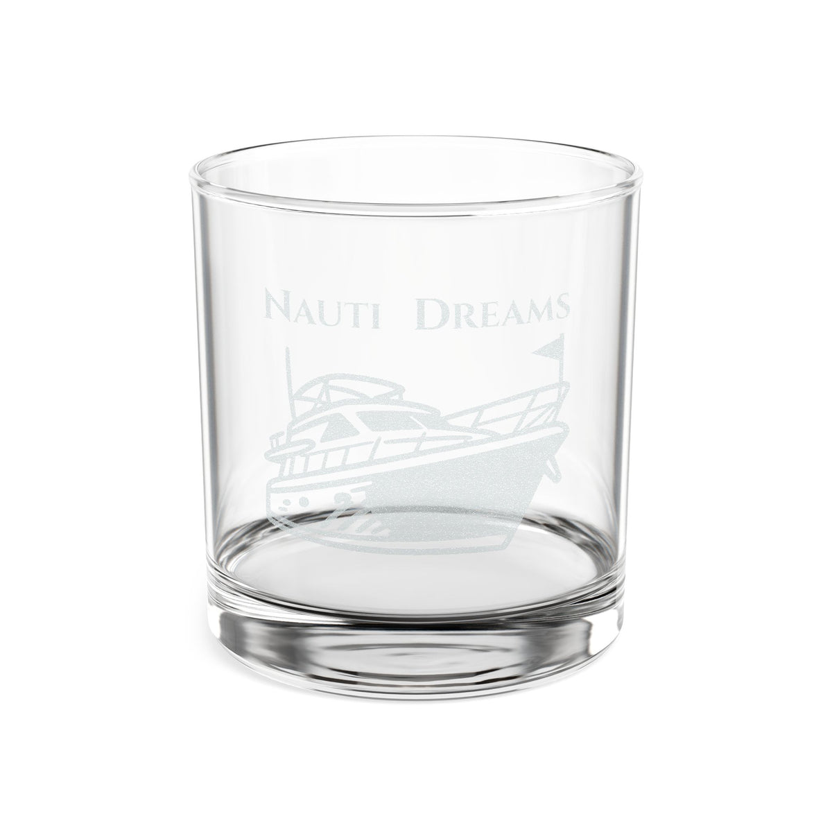 Engraved 10.5oz Whiskey Glass — "Nauti Dreams" Rocks Glass, Nautical Bar Gift
