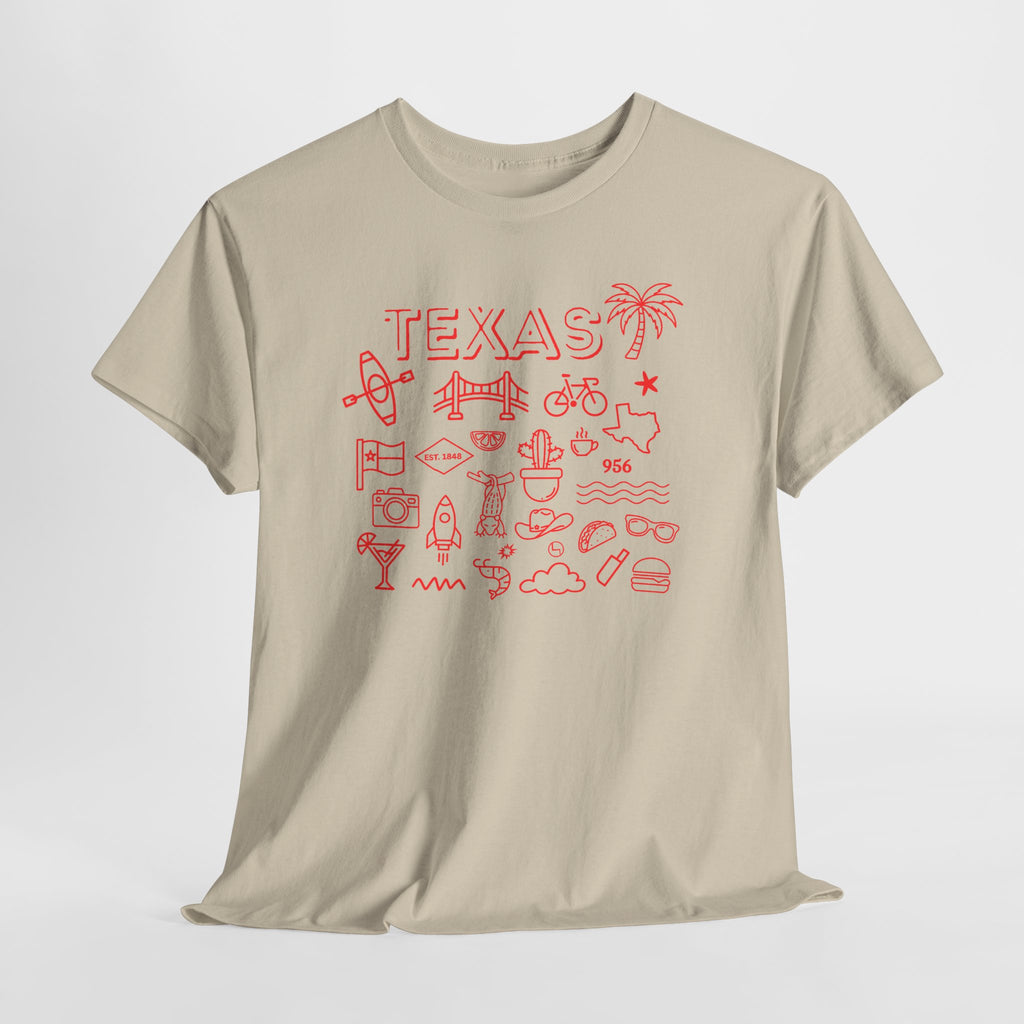 Texas Vintage Graphic T-Shirt – Retro Lone Star State Icons, Summer Travel & Adventure Tee