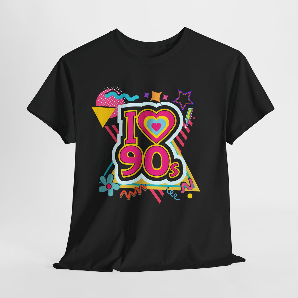 I Love 90s Retro Graphic Tee — Colorful 90s Nostalgia Shirt