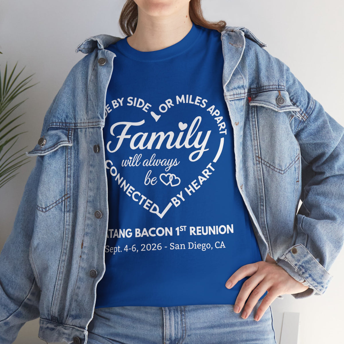 Family Reunion T-Shirt — "Family will always be connected by heart" Personalized Event Tee