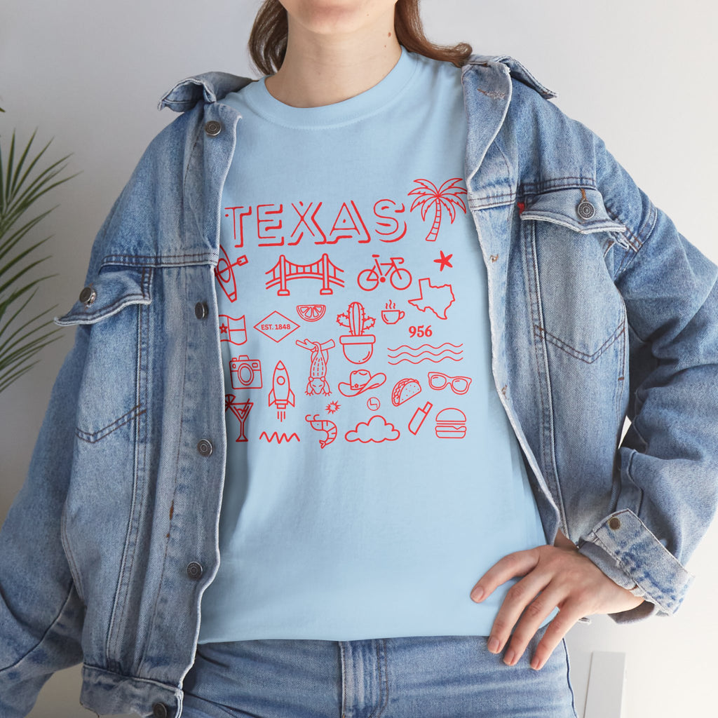 Texas Vintage Graphic T-Shirt – Retro Lone Star State Icons, Summer Travel & Adventure Tee