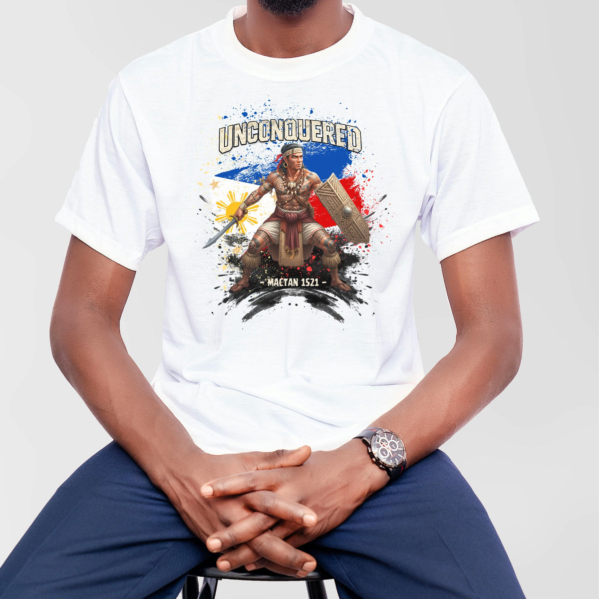 'Unconquered' Lapu-Lapu Filipino Warrior White Tee