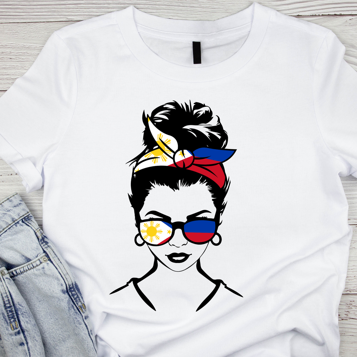 Filipina Pride Tee — Filipino Flag Bandana & Sunglasses Graphic Tee