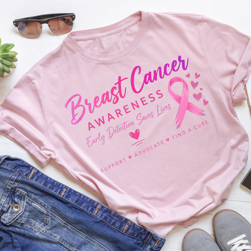 Breast Cancer Awareness T-Shirt — "Early Detection Saves Lives" Pink Ribbon Tee