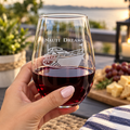 Nauti Dreams Stemless Wine Glass – Personalized Nautical Boat Wine Glass
