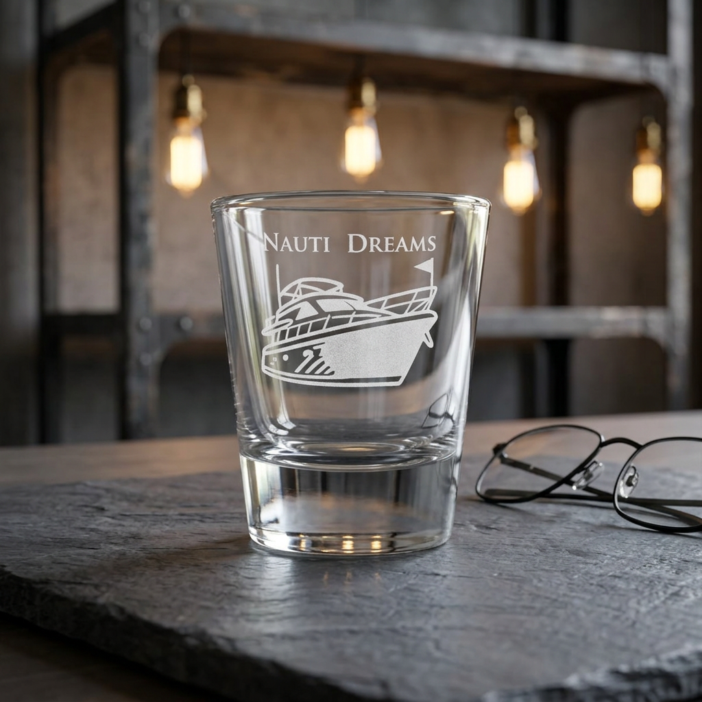 Nauti Dreams Engraved Shot Glass – 1.5 oz Nautical Boat Shotglass