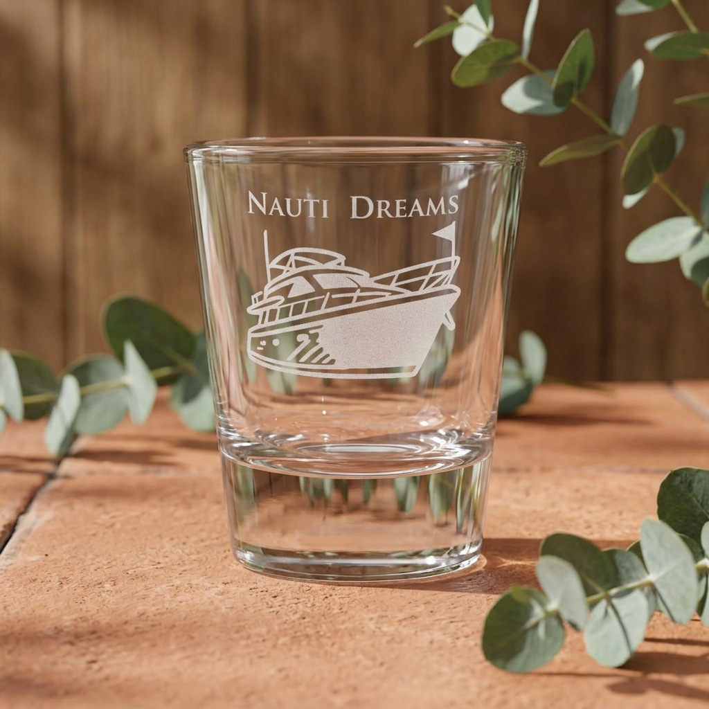 Nauti Dreams Engraved Shot Glass – 1.5 oz Nautical Boat Shotglass