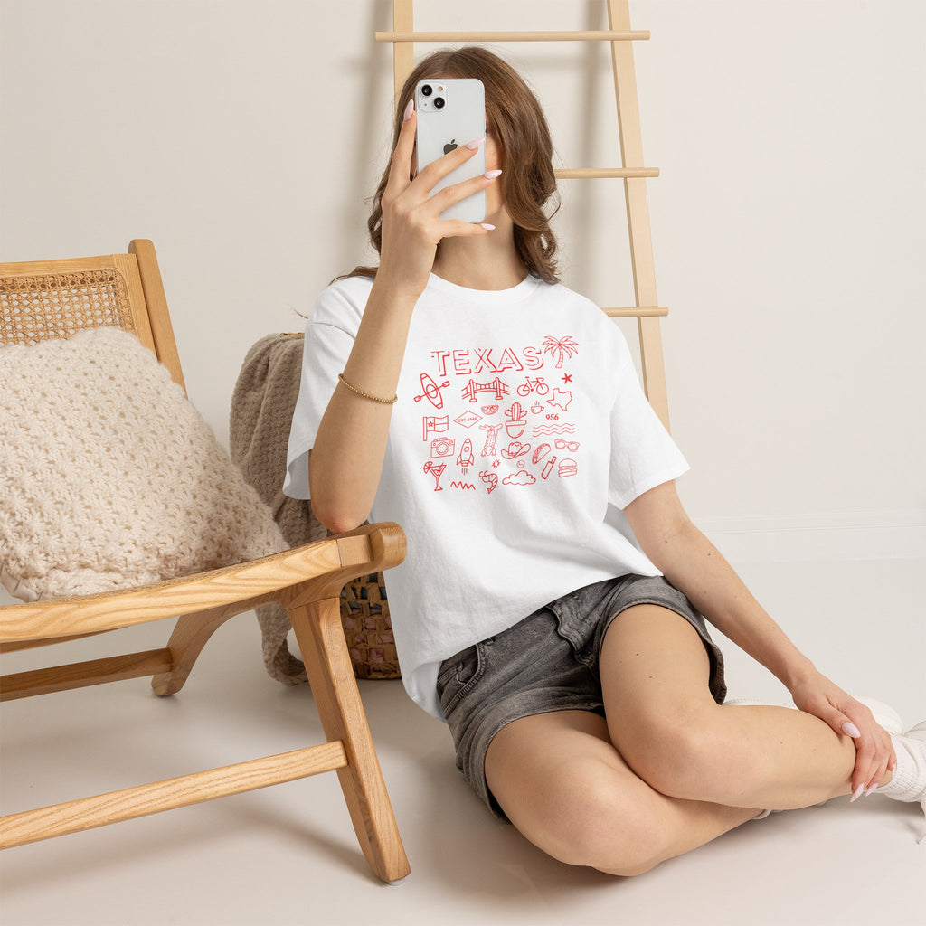 Texas Vintage Graphic T-Shirt – Retro Lone Star State Icons, Summer Travel & Adventure Tee