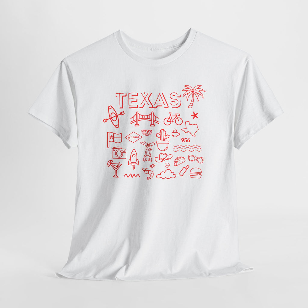 Texas Vintage Graphic T-Shirt – Retro Lone Star State Icons, Summer Travel & Adventure Tee