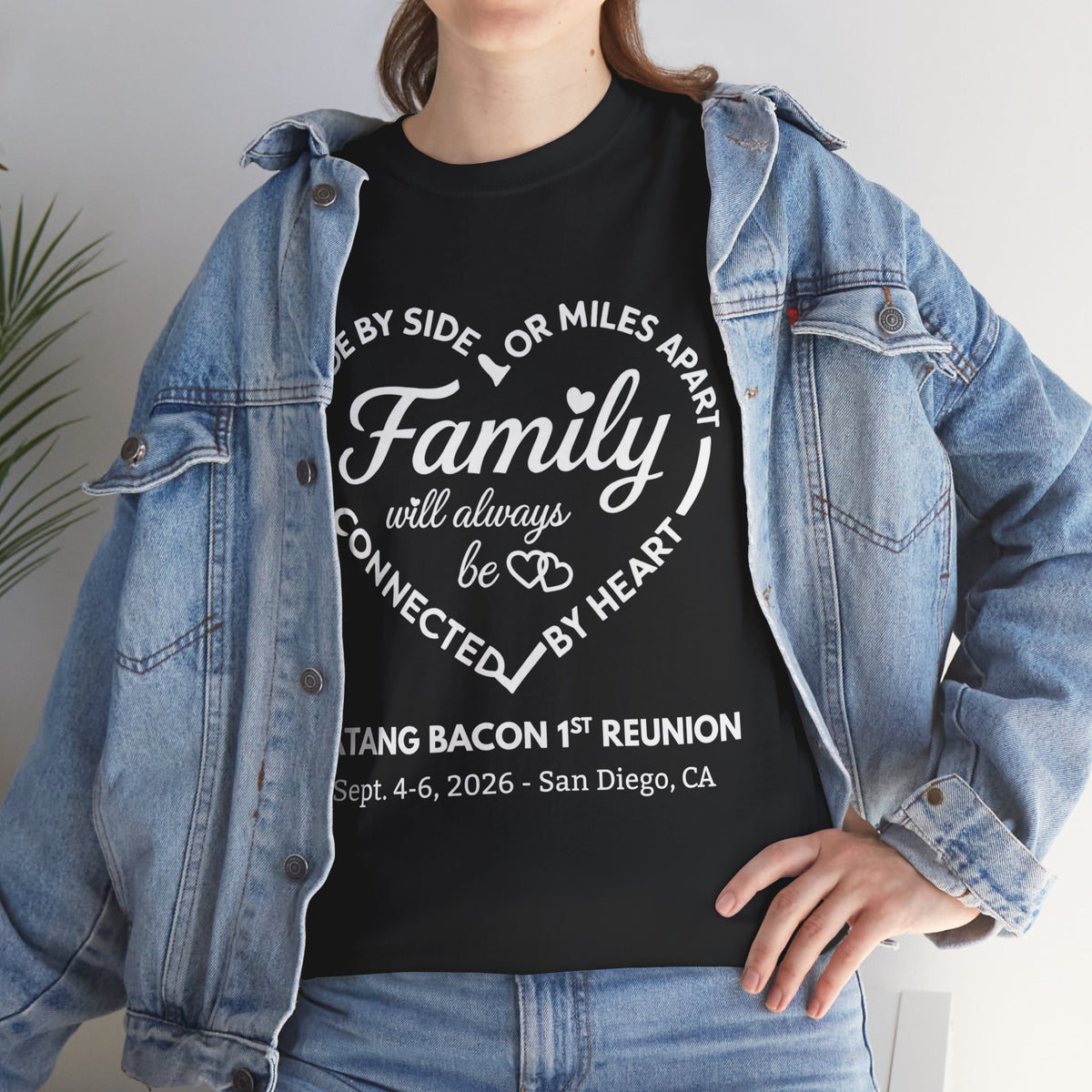 Family Reunion T-Shirt — "Family will always be connected by heart" Personalized Event Tee