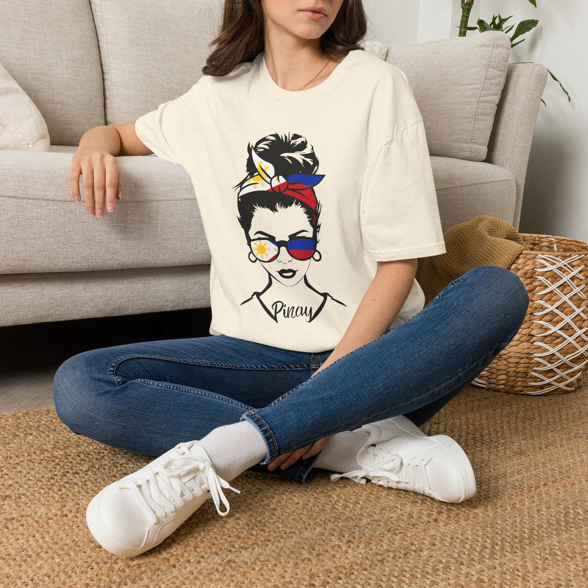 Pinay Pride T-Shirt – Filipino Flag Bandana & Sunglasses Graphic Tee