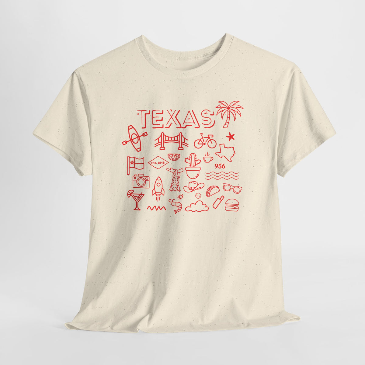 Texas Vintage Graphic T-Shirt – Retro Lone Star State Icons, Summer Travel & Adventure Tee