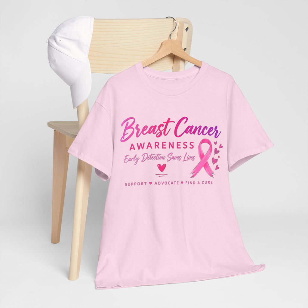 Breast Cancer Awareness T-Shirt — "Early Detection Saves Lives" Pink Ribbon Tee