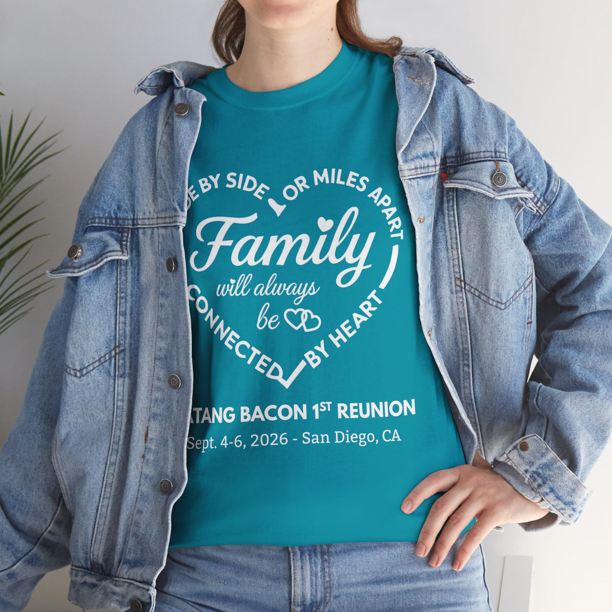 Family Reunion T-Shirt — "Family will always be connected by heart" Personalized Event Tee