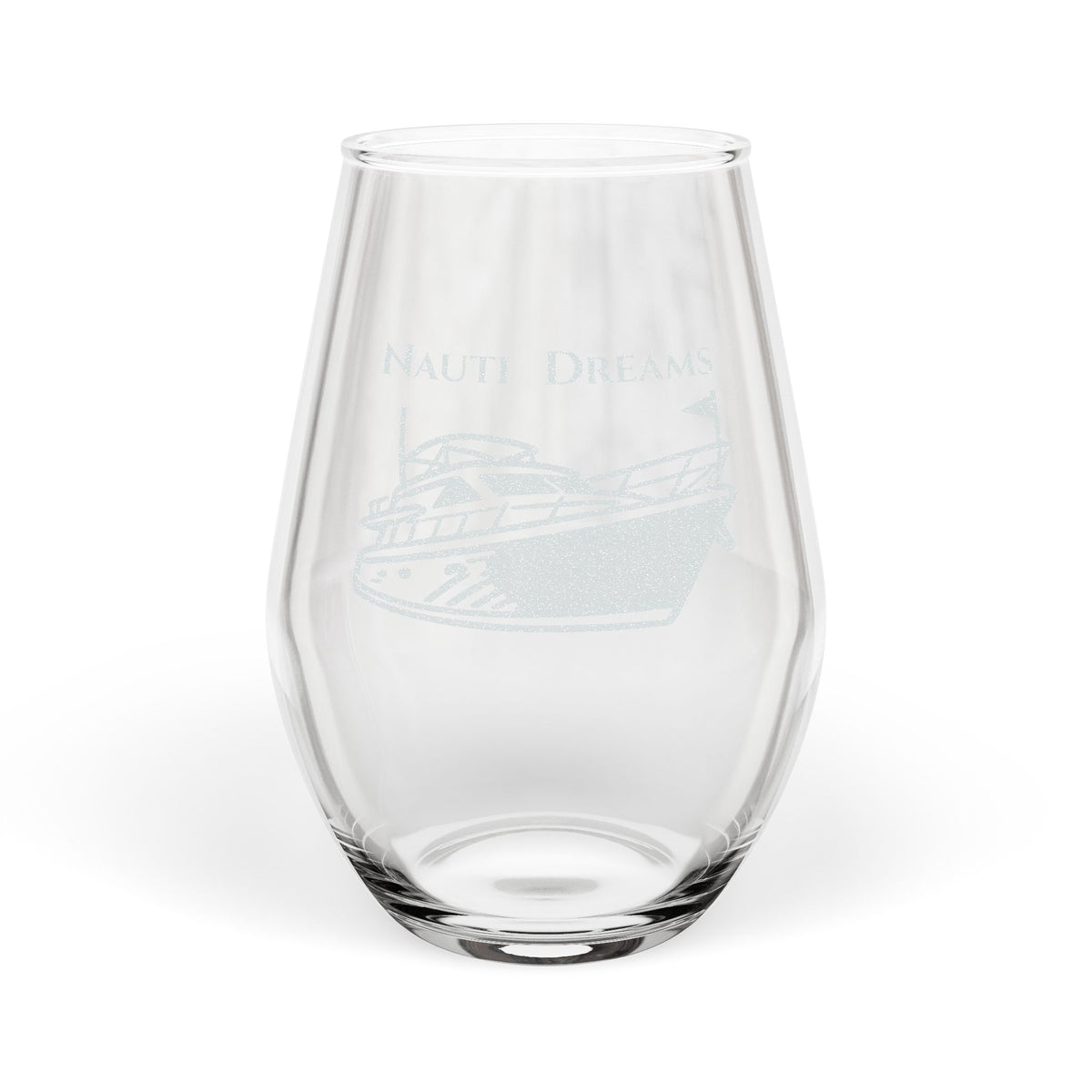 Nauti Dreams Stemless Wine Glass – Personalized Nautical Boat Wine Glass