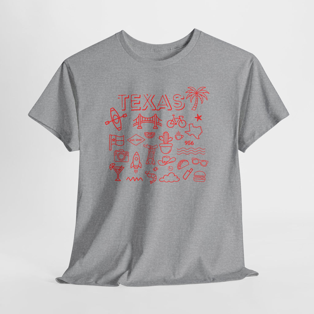 Texas Vintage Graphic T-Shirt – Retro Lone Star State Icons, Summer Travel & Adventure Tee