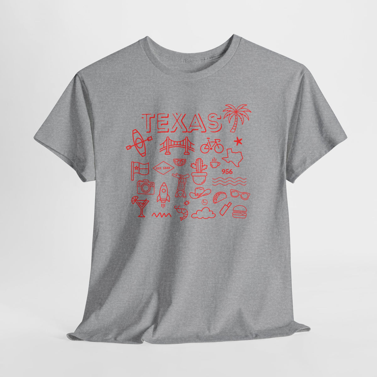 Texas Vintage Graphic T-Shirt – Retro Lone Star State Icons, Summer Travel & Adventure Tee