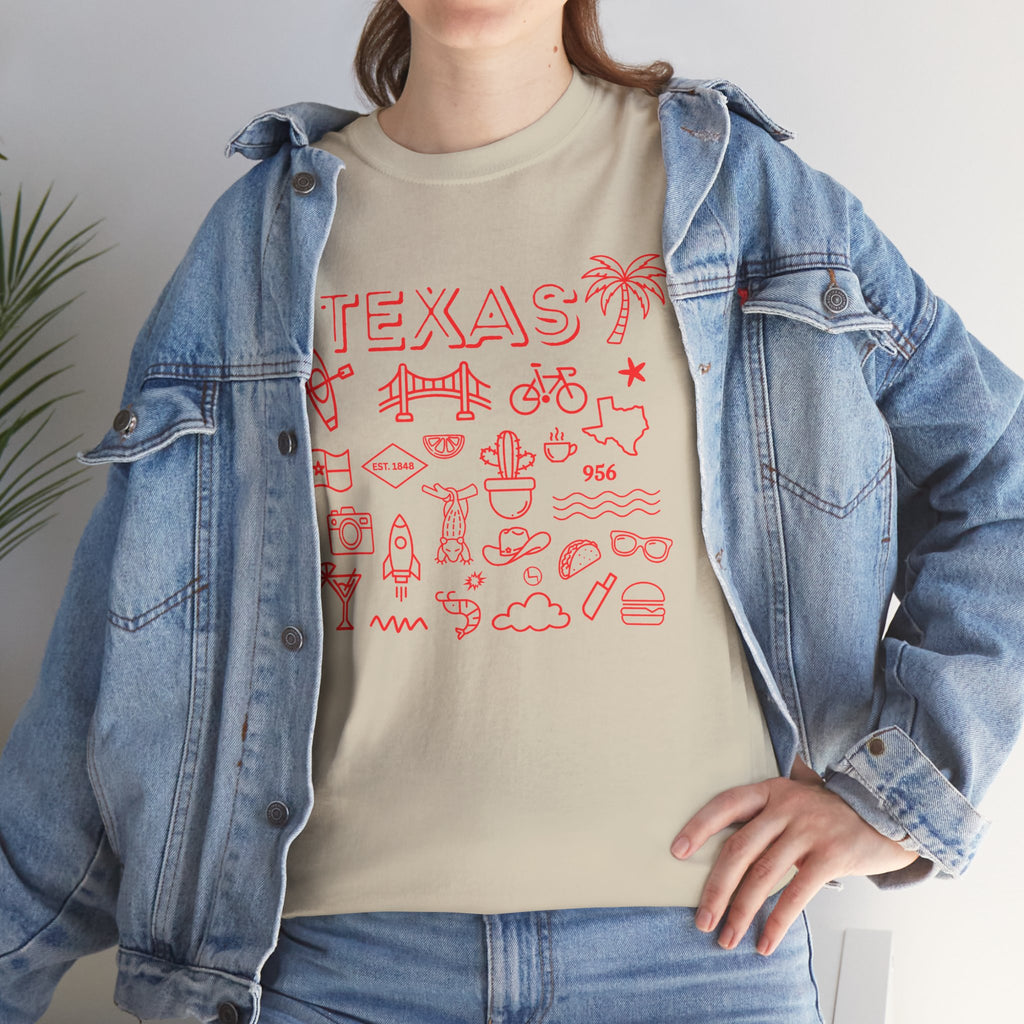 Texas Vintage Graphic T-Shirt – Retro Lone Star State Icons, Summer Travel & Adventure Tee